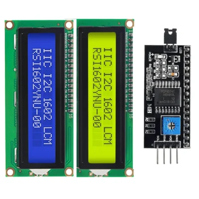 16×2 Character LCD Display Yellow Green with I2C Module for Robotics & DIY Electronics Projects